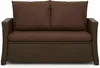 A brown outdoor sofa cushion set on a white background. Produktbild-Vorschau