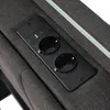 A close-up view of a power outlet with USB ports and electrical sockets integrated into the fabric of a piece of furniture. Náhled obrázku produktu