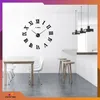 A modern dining area with a large wall clock, a wooden table with chairs, and a kitchen counter with stools. Náhled obrázku produktu