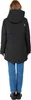 A person wearing a black parka and blue jeans, viewed from the back. Produktbild-Vorschau