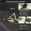 A close-up marketing image of an electric bicycle, highlighting its features with text overlays and close-up inset images. Produktbild-Vorschau