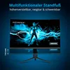 A curved gaming monitor with a futuristic graphic displayed on screen, set against a dark blue background with blue lighting effects. Produktbild-Vorschau
