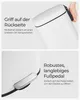 Two close-up shots of a white trash can, one showing a hand gripping the handle on the back, and the other showing the pedal at the bottom. Produktbild-Vorschau