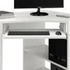 Close-up of a white corner desk with a computer monitor, keyboard, and mouse. Anteprima dell’immagine prodotto
