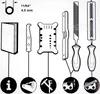 Diagrams and illustrations showing how to use a chainsaw sharpening tool kit. Produktbild-Vorschau