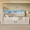 A bedroom scene featuring a sofa bed with integrated lighting and storage. Podgląd zdjęcia produktu