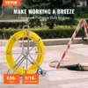 A yellow fiberglass fishtape duct rodder on a stand, with promotional text overlay. Náhled obrázku produktu