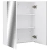An open white bathroom cabinet with mirrored doors. Náhled obrázku produktu