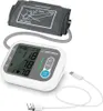 A blood pressure monitor and its cuff are shown against a white background. Produktbild-Vorschau