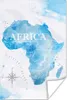 MuchoWow® Poster Karten - Afrika - Aquarell 80x120 cm - Produktbild-Vorschau 1