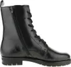 A black leather lace-up boot with a side zipper, shown from the side. Produktbild-Vorschau