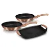 A set of cookware including two frying pans and a griddle, displayed on a white background. Podgląd zdjęcia produktu