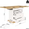 A diagram showing the dimensions of a table with drawers. Produktbild-Vorschau
