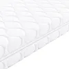 A close-up, diagonal view of a white mattress with a quilted pattern and a zipper. Podgląd zdjęcia produktu