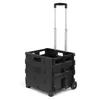 A black foldable shopping trolley with a telescopic handle and wheels, shown against a white background. Anteprima dell’immagine prodotto