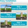 An instructional graphic showing three steps for installing a fence post anchor. Produktbild-Vorschau
