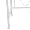 A close-up view of the bottom of a white metal shelf, showing the legs and adjustable feet. Náhled obrázku produktu