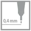 An illustration showing the tip of a pen and a measurement indicating its thickness. Produktbild-Vorschau
