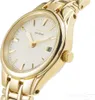 A close-up, angled view of a gold Citizen Eco-Drive women's watch with a white face. Anteprima dell’immagine prodotto