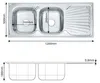120cm Edelstahl Doppel Einbauspüle Edelstahlspüle Produktbild-Vorschau 5
