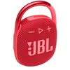 A red JBL Clip 4 portable Bluetooth speaker with a carabiner clip. Náhľad obrázku produktu