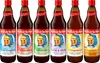 A lineup of six bottles of Rotbäckchen juice, each with a different label and color. Produktbild-Vorschau