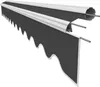A close-up, angled view of a retractable awning fabric with a scalloped edge, against a white background. Produktbild-Vorschau