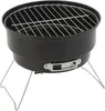 A black portable charcoal grill with silver legs and grill grate, shown from a slightly elevated front-left angle on a white background. Náhled obrázku produktu