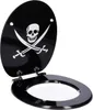 A black toilet seat with a pirate skull and crossbones design. Produktbild-Vorschau