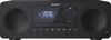 A black Sharp all-in-one hi-fi system is shown from the front. Voir les images du produit
