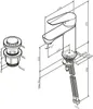 Technical drawing of a faucet and drain assembly with dimensions. Produktbild-Vorschau