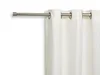 A white curtain hanging from a metal curtain rod. Produktbild-Vorschau