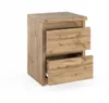 A wooden nightstand with two drawers, one of which is slightly open. Náhled obrázku produktu