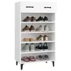 A white shoe cabinet with multiple shelves filled with shoes and slippers. Anteprima dell’immagine prodotto