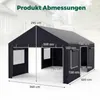 A diagram showing the dimensions of a dark gray tent or carport. Produktbild-Vorschau
