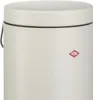 A close-up view of a sand-colored trash can with a Wesco logo. Produktbild-Vorschau