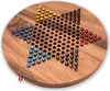 A Chinese Checkers board game made of wood with colorful marbles. Produktbild-Vorschau