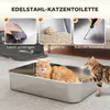 PawHut Katzenklo Edelstahl mit Deckel XXL Katzentoilette Produktbild-Vorschau 4