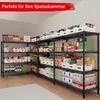 A well-organized pantry with multiple shelves filled with food items and storage containers. Voir les images du produit