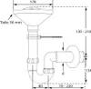 A technical drawing of a sink siphon with dimensions and labels. Produktbild-Vorschau