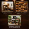 A collage of three lifestyle images showcasing wooden crates used as furniture and storage, with accompanying German text captions. Náhled obrázku produktu