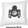 A vacuum cleaner dust bag with a black adapter and a white background. Produktbild-Vorschau