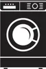 A black and white icon of a washing machine. Produktbild-Vorschau