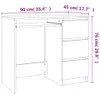 A line drawing of a white desk with dimensions indicated. Anteprima dell’immagine prodotto