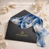 Écharpe en soie pour femme, bleu à motifs floraux, XL, Voir les images du produit 4