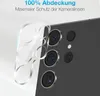 A close-up of a smartphone camera lens protector being shown next to the camera lenses of a smartphone. Produktbild-Vorschau