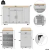 A collage of diagrams and dimensions for a kitchen island cart. Produktbild-Vorschau