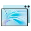 A light blue tablet is shown from the front and back, with the screen displaying the time and date. Produktbild-Vorschau