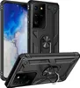 A black protective phone case with a ring holder, shown from multiple angles. Produktbild-Vorschau