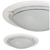 Two views of a white, round ceiling light fixture with a frosted glass cover. Náhľad obrázku produktu